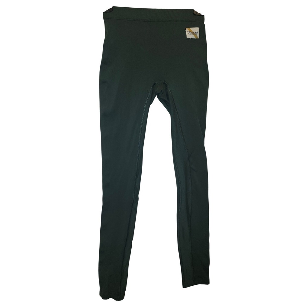Tracksmith Women‎ XS Green Running Tights Leggings Zipper Pocket Sash Logo Hare